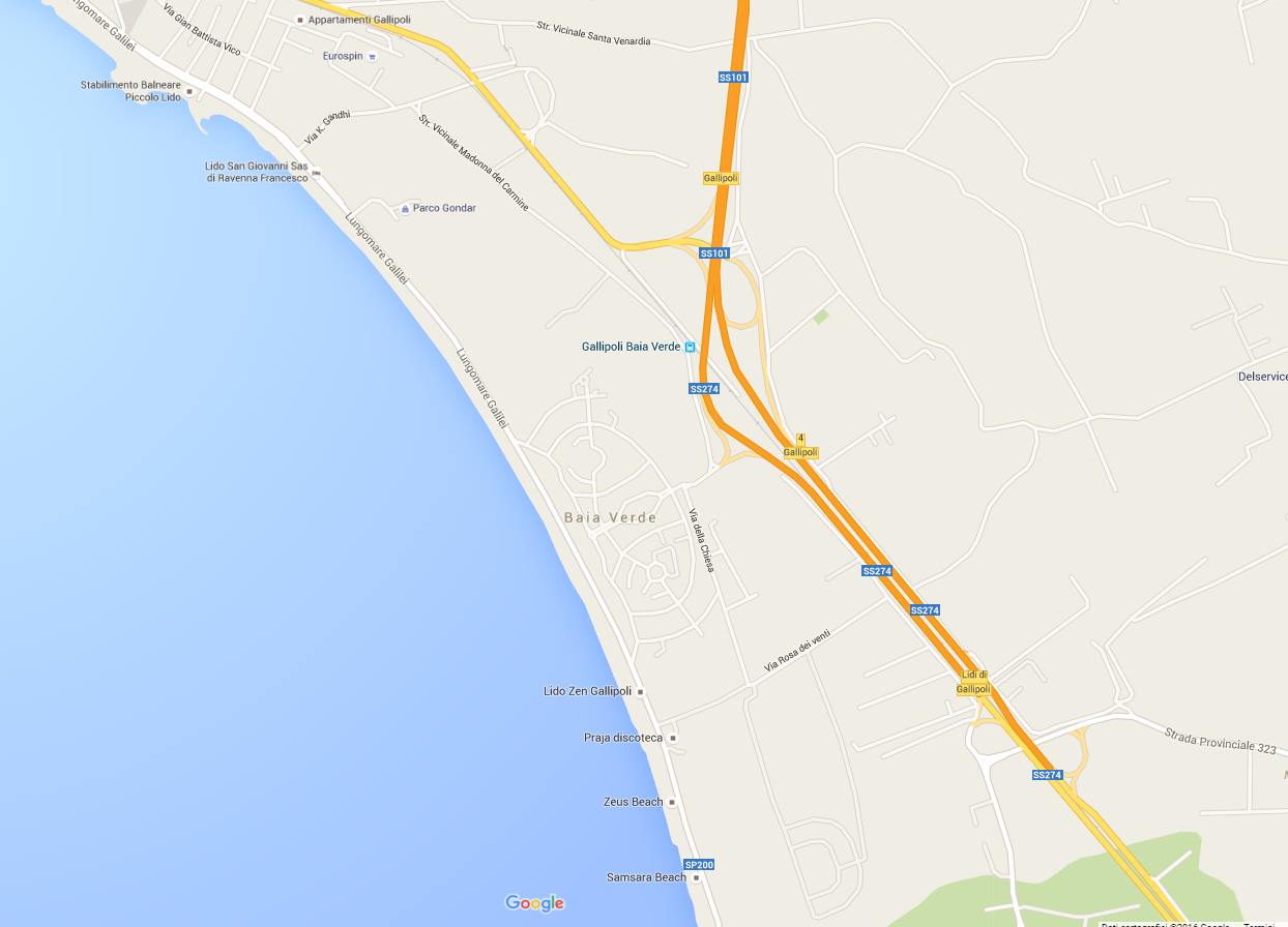 Mappa Baia Verde di Gallipoli